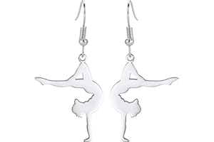 EUEAVAN Inspiration gymnastique Dangle boucles d'oreilles Ballet/ballerine/gymnaste boucles d'oreilles gymnaste équipe USA gymnaste bijoux cadeaux pour femmes Coach fille Sport amour