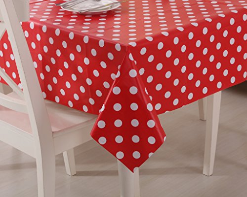 Vinylla Tischdecke, Wachstuch, PVC, abwischbar, Motiv: Punkte, Rot – 140x240cm - 3