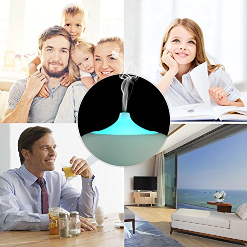 Aroma Diffuser, MaxTronic 150ML ätherisches Öl Diffusor Mini Elektro Ultraschall Luftbefeuchter mit kühlem Nebel Aromatherapie mit 7 farbenwechselnde LED Licht, automatisch Zeitgeber, Wasserlos automatische Abschaltung und Flüsterleise Luftreiniger, Weiß - 7