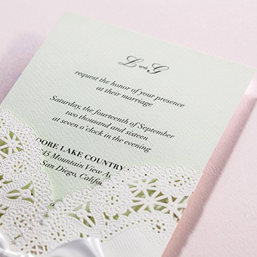 VStoy Elfenbein Laser Cut Hochzeit Einladungen Pappe Hohl Flora Hochzeit Karten mit bowknot Hochzeit Party Supplies 20 Stück - 9