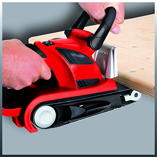 Einhell Bandschleifer TE-BS 8540 E (850 W, 75×140 mm, Bandlauf mit Feinjustierung, variable Bandgeschwindigkeit, Staubfangbox und Absaugadapter, Schleifband P80) - 4