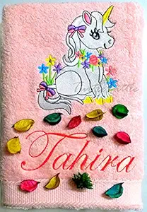 TurtleLittle, Cotton, My Little Pony Unicorn Personalised Kids Bath Towel, 500 GSM (Set of 1, Pink)