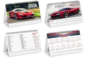 ONE SHOP DI BRACALENTE PIERO Calendario da tavolo scrivania uffico Olandese 2026 santi e lune festività internazionali cm19x45 (Auto Sportive)