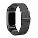 Produktbild Altsommer für Fitbit Charge 2 Milanese Magnetic Edelstahl Armband, Edelstahl Mesh Milanese Magnet mit Interlock-Verschluss Uhrenarmband Replacement Armband für Damen Herren,Silver (Schwarz)