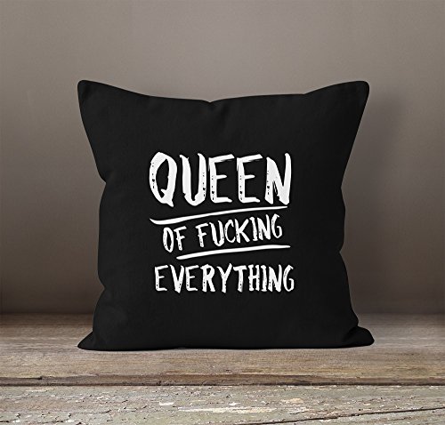 Kissenbezug Queen of Fucking Everything Deko-Kissen 40×40 Baumwolle MoonWorks® schwarz - 2