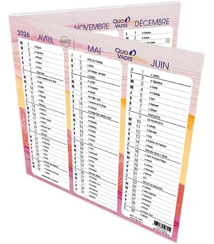 Calendrier De Bureau Origami Quo Vadis 2026 - Format Dépliable 26x13 Cm, 12 Mois Avec Vacances Scolaires - 7