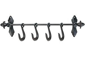 Sungmor - Percha de Pared de Hierro Fundido con 4 Ganchos, Soporte Decorativo, Vintage, Estilo rústico, decoración de Pared, Ideal para Herramientas de Mano, ollas, Abrigos, Sombreros, Llaves