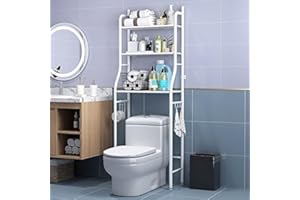 Jolliman Over Toilet Storage 3 Tier Storage Rack Bathroom, Restroom, Laundry Shelf Organizer Stand Stainless Steel (White)