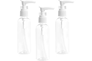 Xzeemo 3 Pezzi 100 ml Bottiglie da Viaggio Trasparenti in Aereo Vuote, Pompa da Viaggio in Plastica Dispenser, Boccette Contenitori Ricaricabile, per Cosmetici, Lozione, Bagno, Shampoo Liquidi