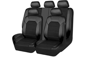 HGTHHK Leather Car Seat Cover Sets, for Nissan Qashqai 2010-2014 Leather Waterproof Breathable Seat Covers Full Set Seat Protector,A-Black