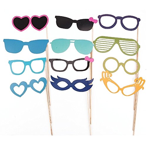 Foxnovo 44-in-1 DIY Brille Schnurrbart roten Lippen Fliege Hüte auf Sticks Hochzeit Geburtstag Party Foto Booth Props - 3