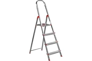 Escalera Aluminio Rolser Unica 4 Peldaños. Certificada según Norma Europea EN-131 para Uso doméstico y Profesional.
