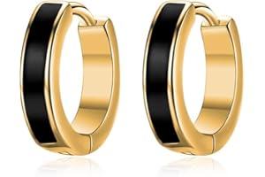 TANGPOET Hoop Earrings 925 Sterling Silver Small Black Sleeper Earrings Hypoallergenic Huggie Earring Birthday Valentines Day Jewellery Gifts for Men Women Boys Girls