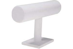 D DOLITY Schmuckaufbewahrung Zubehör 1-Schicht T-Bar Schmuck Haarbänder Armbänder Armketten Verkaufsständer für Geschäfte Schmuck auf Countertops und Schaukasten Anzeigen - Weiß Samt