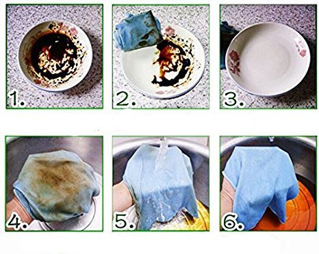 Onshowy Superfine Fiber Glass Wipes Starke saugfähige Fisch Skalen Gitter Glas Scheuerschwarzes Waschen Handtuch 30x40cm (4 Packung ) - 5
