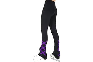 COYI Damen Mädchen Eiskunstlaufhose Eiskunstlauf Übungshose Lange Hose Warme Strumpfhose Hose Mit Fleecefutter Eiskunstlauf Hose(Size:120,Color:Schwarz)