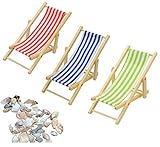 1/12 Miniatur-Form-Liegestuhl für Puppenhaus, schmücken das Haus, geeignet für Strand Kiosk, Shop, Meer oder Garten; Mini Conch Muscheln Ornament ist ausgezeichnet für Mini-Haus Strand und Mini-Pflanzen-Welt-Dekor.