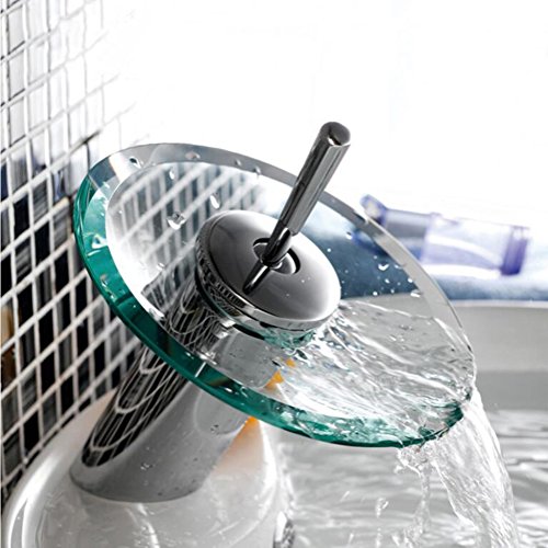 Preisvergleich Produktbild Zeitgenössisch Mode Bad Glaskreis Wasserfall Waschbeckenhahn