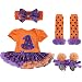 iiniim 4pcs Infant Baby Girls Headband Romper Dress Leg Warmers Shoes Outfits Orange Magic Hat 3-6 Months