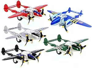 IndusBay Diecast Alloy Metal Body P-508 / P-38 Lightining World War II Fighter Plane Aeroplane Toy for Kids (Size 4.72 Inches) Set of 6