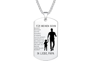 YOTHIWAD Halskette für Meinen Sohn Dog Tag Kette An Meinen Sohn Halskette mit Gravur Inspirierend Text Geschenk für Sohn von Mama Papa