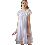 Damen Kleid Nachthemd Schlafanzuge Armellos Lang Absatz Dessous Baumwolle Reine Farbe Spitze Vintage Viktorianischen Stil Nachthemd Loose Comfort Langen Rock Nachtwasche Amazon De Bekleidung