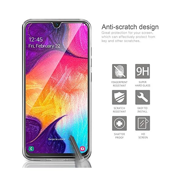 Leathlux Samsung Galaxy A50 Hülle + Panzerglas, Samsung Galaxy A50 Durchsichtig Case Transparent Silikon TPU Schutzhülle Premium 9H Gehärtetes Glas für Samsung Galaxy A50 – Bild 3