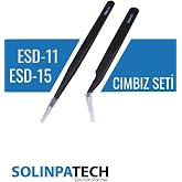 Solinpatech 2'li Hassas Antistatik Cımbız Seti &ndash; Karbon Fiber U&ccedil;lu Esd-11 &amp; Esd-15