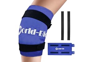 WORLD-BIO Grand Genou Gel Pack De Glace Froid Chaud pour Blessures, Gonflement, Soulagement Douleur pour Récupération Chirurgie, Douleur Articulaire, Entorses, Ecchymoses, Arthrite 21,5"x 9,5"