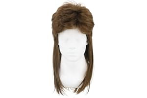 LeMarnia Herren 80er Jahre Vokuhila Perücke Rocker Punk Popstar Perücken Lange Lockig Mullet Perücke Halloween Party Kostüm-Perücken