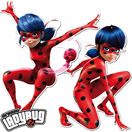 2 Grandes cartón Carteles * Lady Bug * como decoración Pared Cumpleaños para niños y superheldinnen de Fiesta temática//Miraculous Lady Bug Mariquita Party Fiesta obsequios Deko Figuras