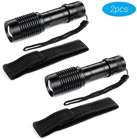 Led Torches, SLAGO 10W Zoomable T6 1000 Lumens LED Flashlight Ultra Bright Portable Outdoor Water-Resistant Torch Light Atomic Beam Torch with Belt, Holster, Pouch (2 Pack)