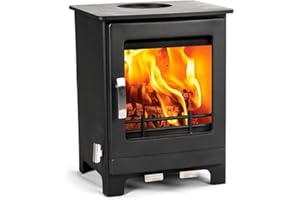Mazona Ripley Multi Wood & Fuel Fireplace - 5kW | Freestanding Steel Wood Burner & Smokeless Fuel Burning Stove Heater with Airwash System | Eco Emissions, DERFA Approved | Matte Black