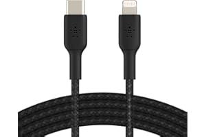 Belkin pleciony kabel USB-C/Lightning (kabel do szybkiego ładowania iPhone 14 lub starszych modeli), kabel Boost Charge MFi z certyfikatem iPhone USB-C (2 m, czarny)