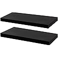 Harbour Housewares Modern Floating Wall Shelf - 60cm - Black - Pack of 2 - Photo Gallery Bookshelf Wall Shelves for Living Room Display, Bedroom, Office Storage