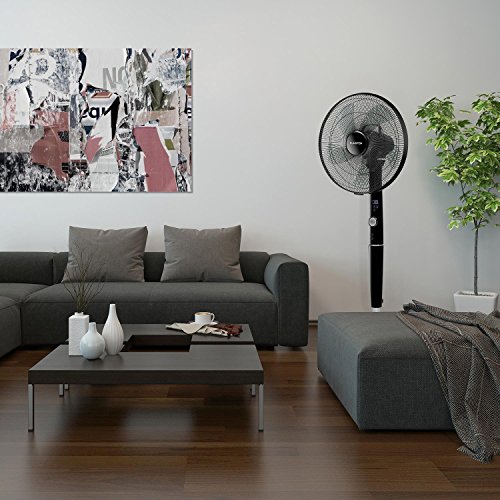 Klarstein • Silent Storm • Ventilator • Standventilator • mit Fernbedienung • leise • 5-Blatt-Rotor • 16″ (41cm) Durchmesser • 5 Betriebsmodi • Drehregler • energiesparend • 35 Watt • 12 Geschwindigkeiten • 12 Stunden-Timer • stabiler Fuß • schwarz - 3