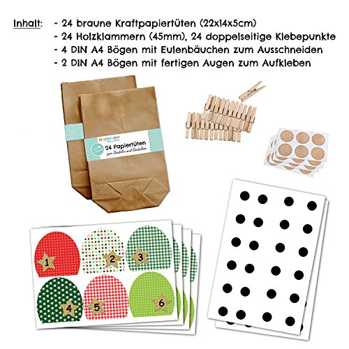DIY Adventskalender Set zum Basteln – Weihnachtseulen – Eulen Weihnachten – zum Befüllen – zum selber füllen - 2
