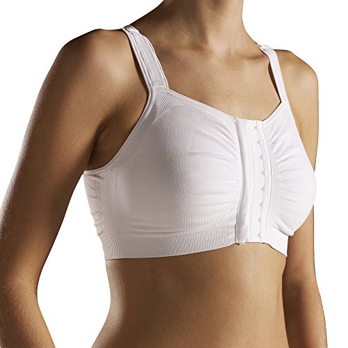 Sujetador posquirúrgico, Costuras, inalámbrico y Ultra Suave con Bolsillos. Disponible en 5 tamaños, pequeño a XXL Blanco Blanco XX-Large