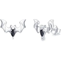 Boucles D'oreilles Créoles Chauve-souris En Argent 925 - Avec Zircons - Dimensions 16,5 X 2,5 Mm - Cadeau Femme