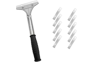 XDGBGFN 1 PCS Heavy Duty Wall Scraper Tool with 10 Replace Accessories,Non-Slip Soft Grip Removal of Wallpaper and Stubborn Materials for Home Renovation (Silvery scrappers&1)