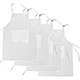 KZNKZN 4 Pcs White with 2 Pockets Kids Aprons Set, Boys Girls Adjustable Aprons, Children Chef Apron Toddler Kitchen Garden Bib Aprons for Cooking Crafting Painting Baking (7-13 Year)