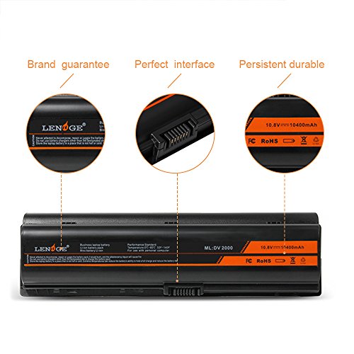 LENOGE Hochleistung Neu Akku Für HP Li-ion Ersatz Laptop Batterie (Mit Samsung Zellen) 12 zell 10400mAh Pavilion DV2000 DV2100 DV2500 DV2600 Serie, für P/N 446506-001 geeignet – 18 Monate Garantie - 5