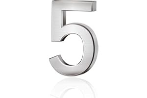 CODIROM 3D Mailbox Numbers 0-9 House Door Self-adhesive Stickers For Apartment Hotel Street Room Address (Silver) (5)