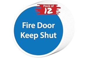 RDLCAR Fire Door Keep Shut Signs Pack of 12 80mm x 80mm Strong Adhesive Vinyl Stickers for Fire Door Safety Compact Size