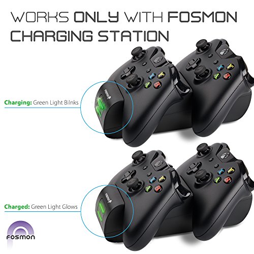Fosmon Xbox One / One S / One X Controller Charger, [Dual Slot] High Speed Docking / Charging Station with 2 x 1000mAh Rechargeable Battery Packs