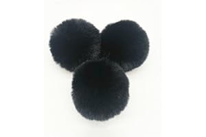 BrightGlow Kunstfell Pompon 8cm Weiche Pompons zum Basteln Groß Pom Pom Bälle Fellbommel Kunstfell-Pom-Poms DIY Pom Pom Bälle Kaninchenfell Bommel für Mützen Beanies Tasche Schwarz 10 Stück