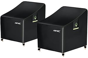 AWNIC 2 Paquetes Funda de sillón de Jardín Impermeables, Resistente al Viento, a los desgarros y a los Rayos UV para Exterior Patio Terraza Funda para Sillas 420D Poliéster 89x97x60/74cm