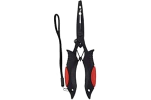 MILLION SOURCE Alicates de pesca portátiles Luya herramienta de pesca de acero inoxidable con vaina y cuerda para exterior rojo