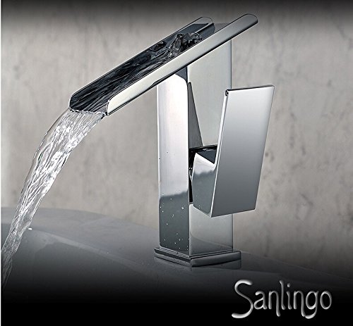 Preisvergleich Produktbild Wunderschöne Design Wasserfall Einhebel Waschbecken Armatur Chrom Sanlingo