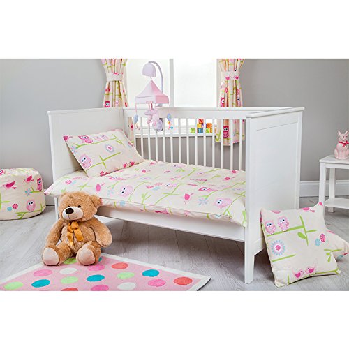 Ready Steady Bed Children's Cot Size Owls Print Duvet Cover Set. Size: 100cm x 120cm
